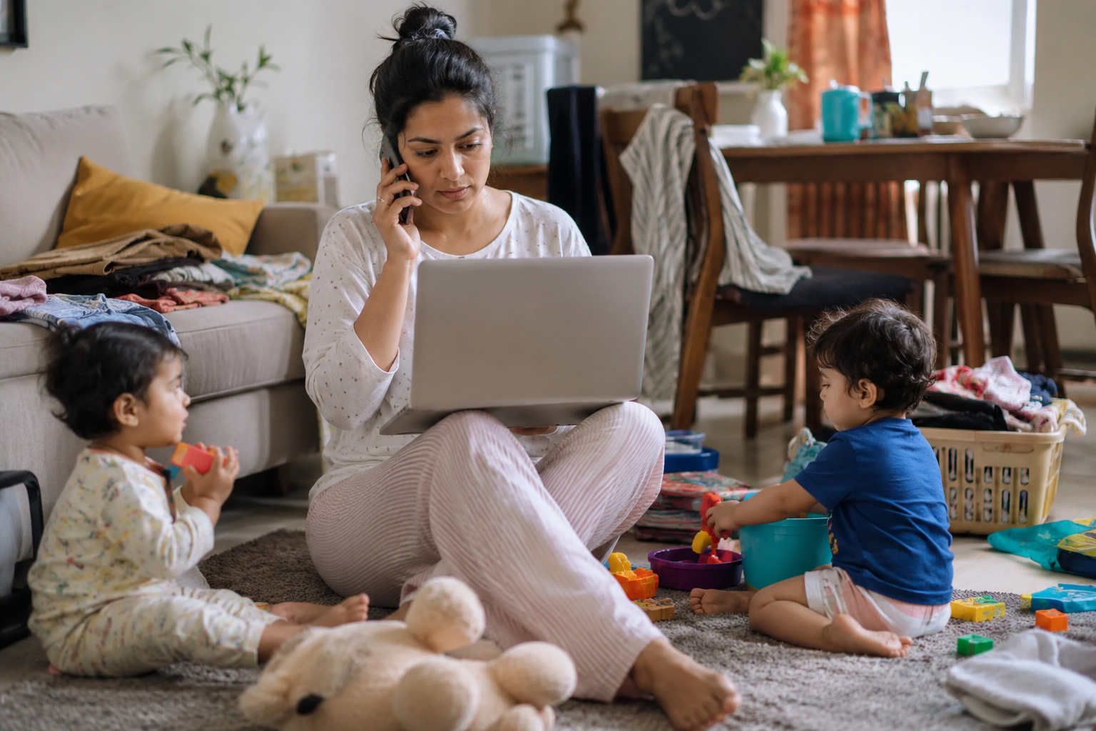 Woman balancing work and personal responsibilities